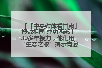 「中央媒体看甘肃」报效祖国 建功西部丨30多年接力，他们用“生态之眼”揭示青藏高原的秘密