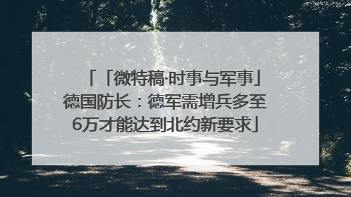 「微特稿·时事与军事」德国防长：德军需增兵多至6万才能达到北约新要求