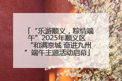 “乐游顺义，粽情端午”2025年顺义区“和满京城 奋进九州”端午主题活动启幕