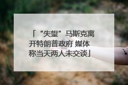 “失望”马斯克离开特朗普政府 媒体称当天两人未交谈