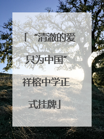 “清澈的爱 只为中国” 祥榕中学正式挂牌