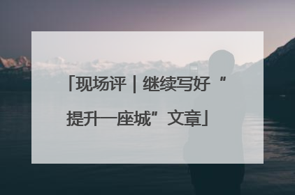 现场评｜继续写好“提升一座城”文章