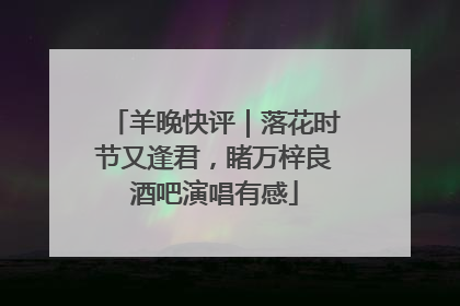 羊晚快评｜落花时节又逢君，睹万梓良酒吧演唱有感