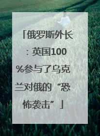 俄罗斯外长：英国100%参与了乌克兰对俄的“恐怖袭击”