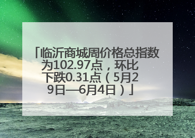 临沂商城周价格总指数为102.97点，环比下跌0.31点（5月29日—6月4日）