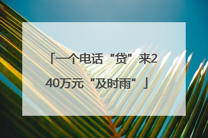 一个电话“贷”来240万元“及时雨”