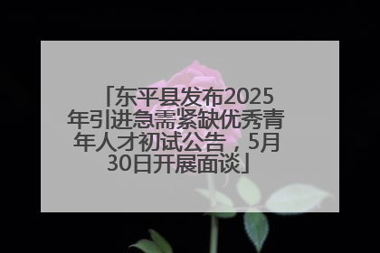 东平县发布2025年引进急需紧缺优秀青年人才初试公告，5月30日开展面谈