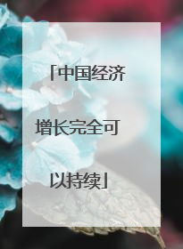 中国经济增长完全可以持续