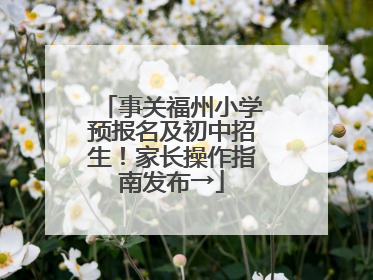 事关福州小学预报名及初中招生！家长操作指南发布→