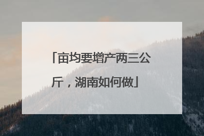 亩均要增产两三公斤，湖南如何做