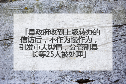 县政府收到上级转办的信访后，不作为慢作为，引发重大舆情，分管副县长等25人被处理
