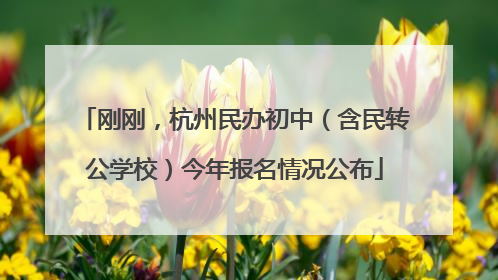刚刚，杭州民办初中（含民转公学校）今年报名情况公布