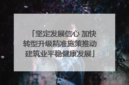 坚定发展信心 加快转型升级精准施策推动建筑业平稳健康发展