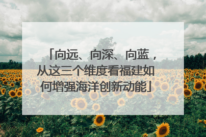 向远、向深、向蓝，从这三个维度看福建如何增强海洋创新动能