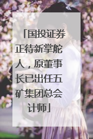 国投证券正待新掌舵人，原董事长已出任五矿集团总会计师