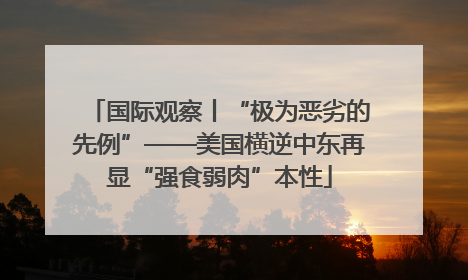 国际观察丨“极为恶劣的先例”——美国横逆中东再显“强食弱肉”本性