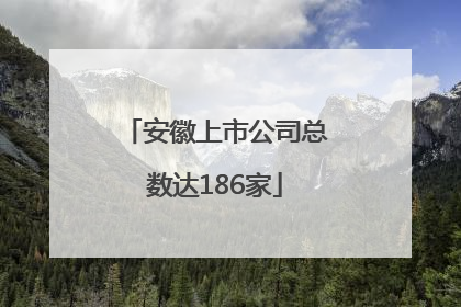 安徽上市公司总数达186家
