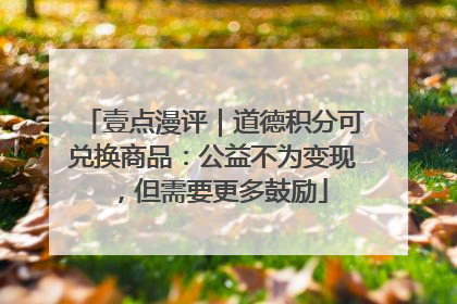 壹点漫评｜道德积分可兑换商品：公益不为变现，但需要更多鼓励