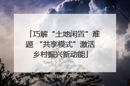 巧解“土地闲置”难题 “共享模式”激活乡村振兴新动能