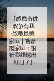 感恩奋进 双争有我·致敬最美家庭｜贺彦霞家庭：银针彩线绣出好日子