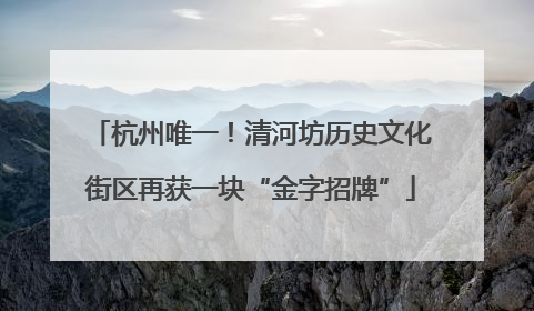杭州唯一！清河坊历史文化街区再获一块“金字招牌”
