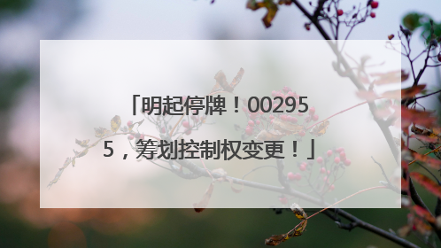 明起停牌！002955，筹划控制权变更！