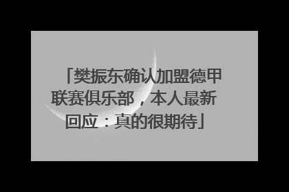 樊振东确认加盟德甲联赛俱乐部，本人最新回应：真的很期待