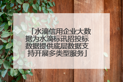 水滴信用企业大数据为水滴标讯招投标数据提供底层数据支持开展多类型服务