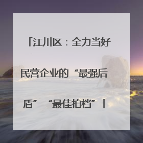 江川区：全力当好民营企业的“最强后盾”“最佳拍档”