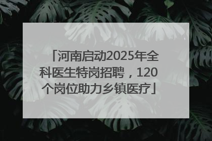 河南启动2025年全科医生特岗招聘，120个岗位助力乡镇医疗