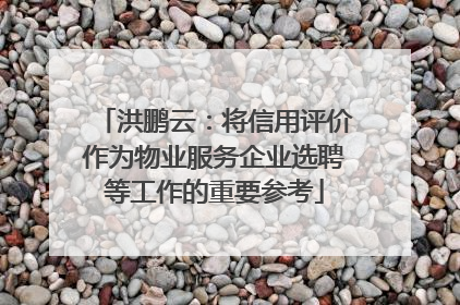 洪鹏云：将信用评价作为物业服务企业选聘等工作的重要参考