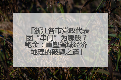 浙江各市党政代表团“串门”为哪般？鲍金：重塑省域经济地理的破题之道