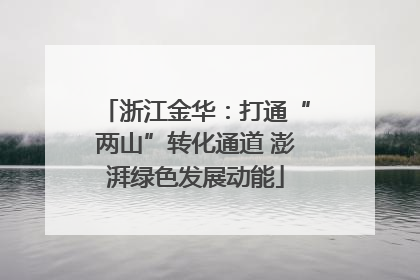 浙江金华：打通“两山”转化通道 澎湃绿色发展动能