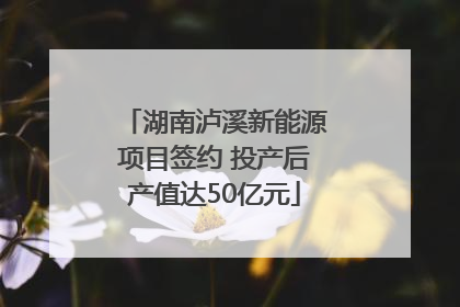 湖南泸溪新能源项目签约 投产后产值达50亿元