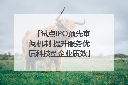 试点IPO预先审阅机制 提升服务优质科技型企业质效