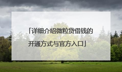 详细介绍微粒贷借钱的开通方式与官方入口