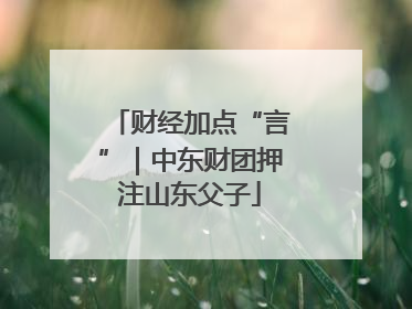 财经加点“言”｜中东财团押注山东父子