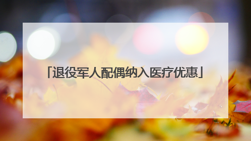 退役军人配偶纳入医疗优惠