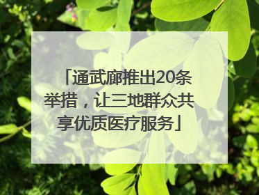 通武廊推出20条举措，让三地群众共享优质医疗服务