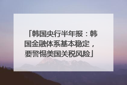 韩国央行半年报：韩国金融体系基本稳定，要警惕美国关税风险