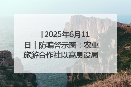 2025年6月11日｜防骗警示窗：农业旅游合作社以高息设局，集资380万