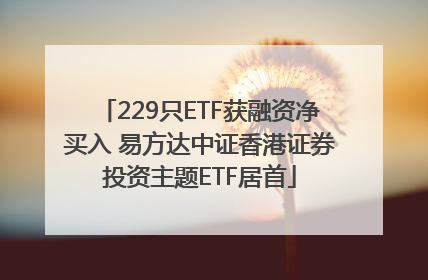 229只ETF获融资净买入 易方达中证香港证券投资主题ETF居首